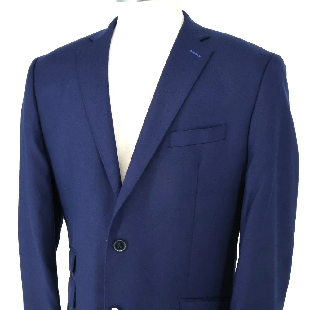 Perry Ellis Portfolio Sport Coat Mens 46R Blue Jacket Blazer Slim Fit Preppy